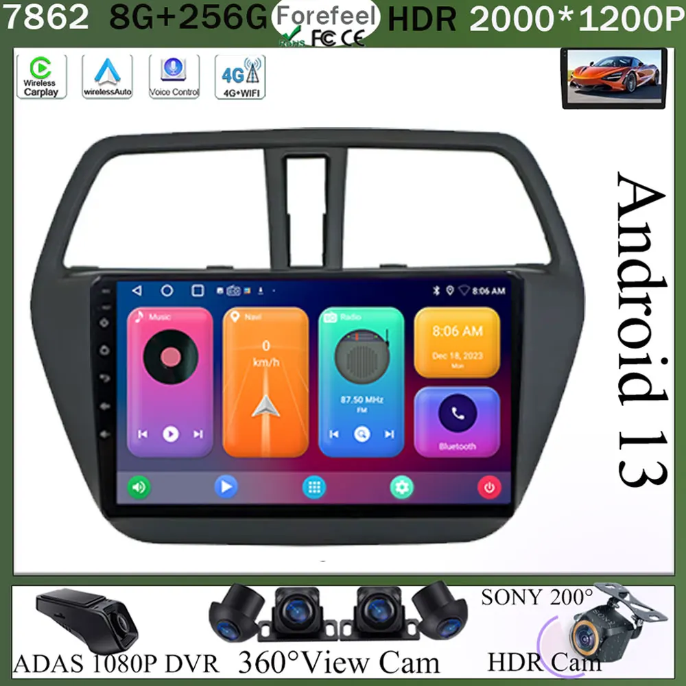 Android 13 Navigation Multimedia For Suzuki S-cross SX4 2014 2015 2016 2017 Car Radio Navigation GPS Multimed NO 2DIN DVD 5G BT