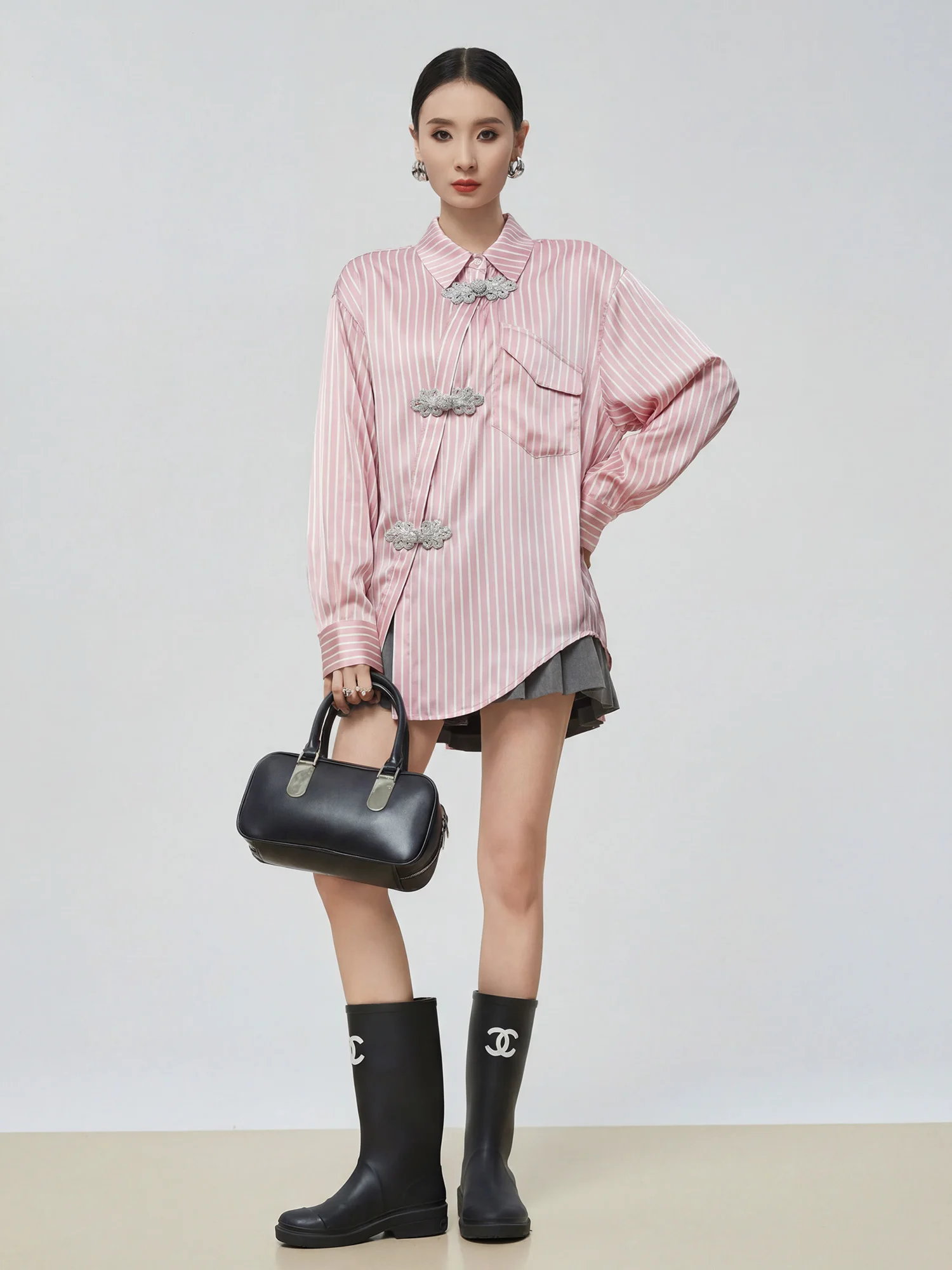 

Новая женская рубашка в китайском стиле с длинным рукавом, весна 2026, свободный крой, на пуговицах, с традиционным воротником, теплая, из полиэфирного волокна