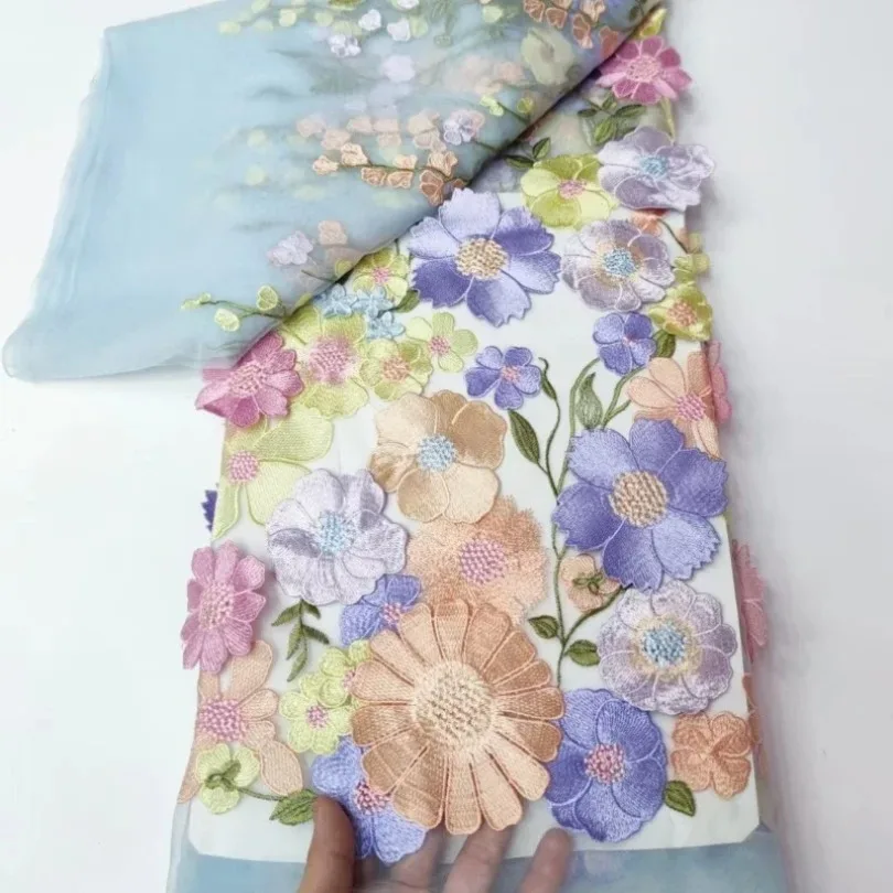 

3D аппликация, вышивка, цветочная ткань, свадебные платья, вечерние платья, дизайнер ручной работы, экологически чистая роскошная текстильная ткань