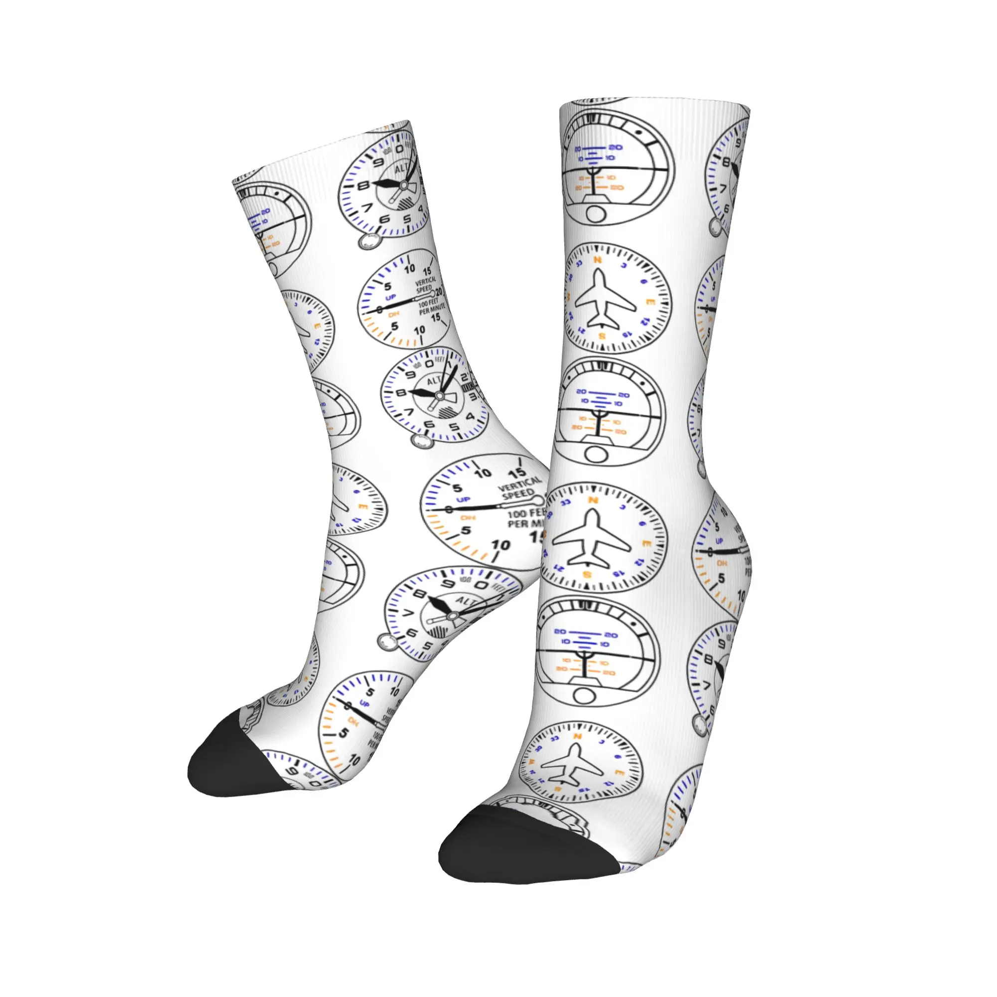 New Men's Socks Novelty Light Aircraft Dashboard Sock Polyester  Sport Women Stockings Spring Summer Autumn Winter