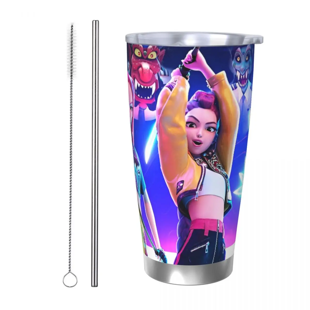 

Huntrix Zoey Rumi Mira Insulated Tumbler with Lid KPop Demon Hunters Vacuum Thermal Mug Office Home Thermos Bottle Cup, 20oz