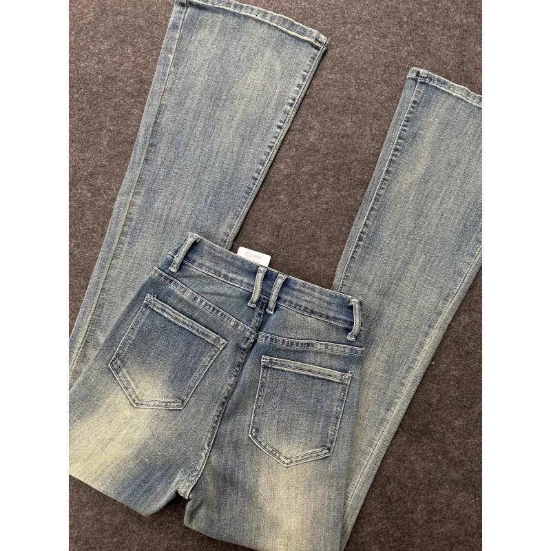 

Джинсы Bootcut Женская одежда в корейском стиле Женская уличная одежда Boot Cut Torn Японский 2000-х готический вестерн Пастушка Пышные темные девушки