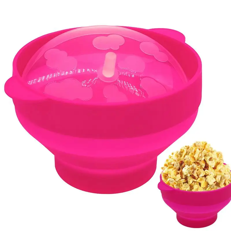 Kitchen Microwave Popcorn Bowl Bucket Silicone DIY Red Popcorn Maker with Lid Chips Fruit Dish High Quality Easy Tools Popcorn