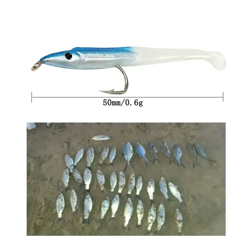 15Pcs T-tail Soft Bait Soft Worm Sea Korea Fishing Lure 5cm/0.6g Simulation Baits Ocean Boat Fishing Artificial Bait Pesca