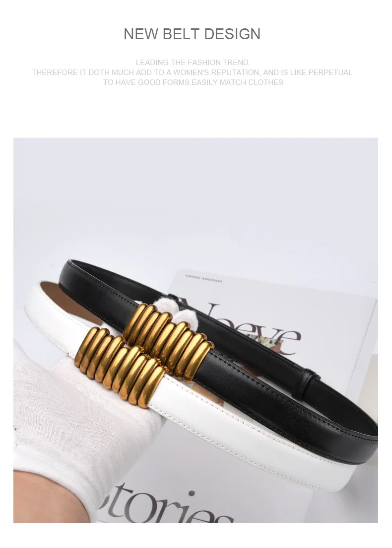 2,4 cm Luxus Echt leder Frauen Gürtel Designer Frauen Kleid Rindsleder Knoten Gürtel Gold legierung Schnalle Bund Jeans weibliches Geschenk – Detail 13