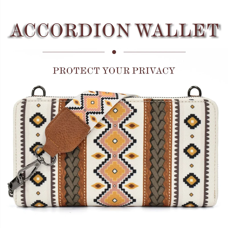 Cowgirls Wallet Purse Casual Women Western Aztec Clutch Wristlet Wallet with Credit Card Holder Envelope Bags Shoulder Handbag