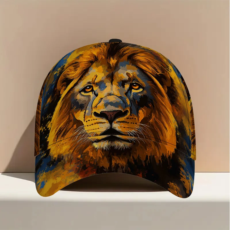 1pc Lion in Abstract Colors Print Classic Baseball Cap Great for Urban Casual Scenes Daily Street Styling Fashionable