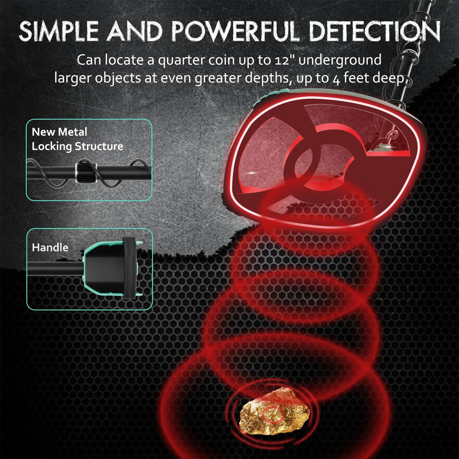 2024 New Underground Metal Detector Gold LCD Search Target ID Max Depth Treasure Hunting PinPointer Waterproof Locate Model