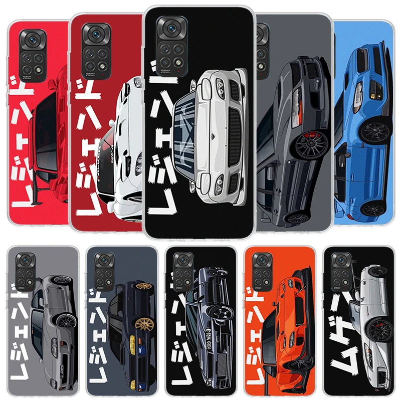 JDM Tokyo Drift Sports Car Cover Phone Case For Xiaomi Redmi Note 13 12 11 10 Pro Plus 12S 11S 11T 11E 10S 9 9S 8 8T 7 Soft Fund