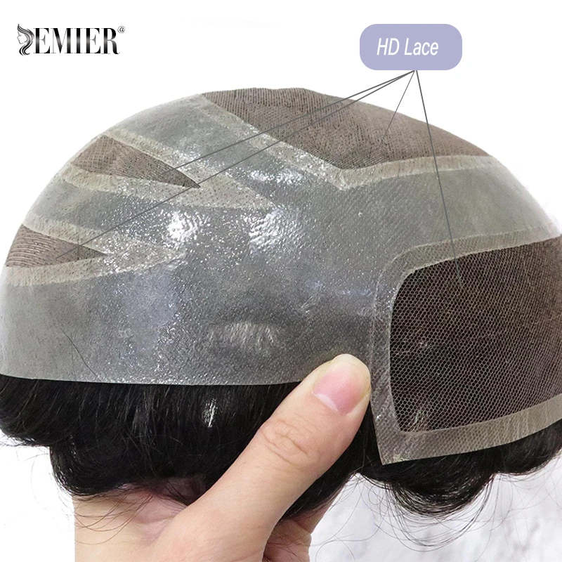 Male Hair Capillary Prothesis Real HD Lace And PU Base Men Toupee 100% Human Hair System For Men HD Lace Pu Men Wig-VERSALITE