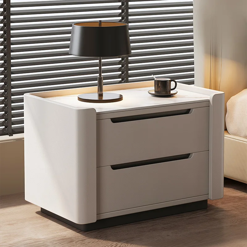 bedside table light luxury high sense simple modern bedside table bedroom solid wood rock slab bedside storage cabinet