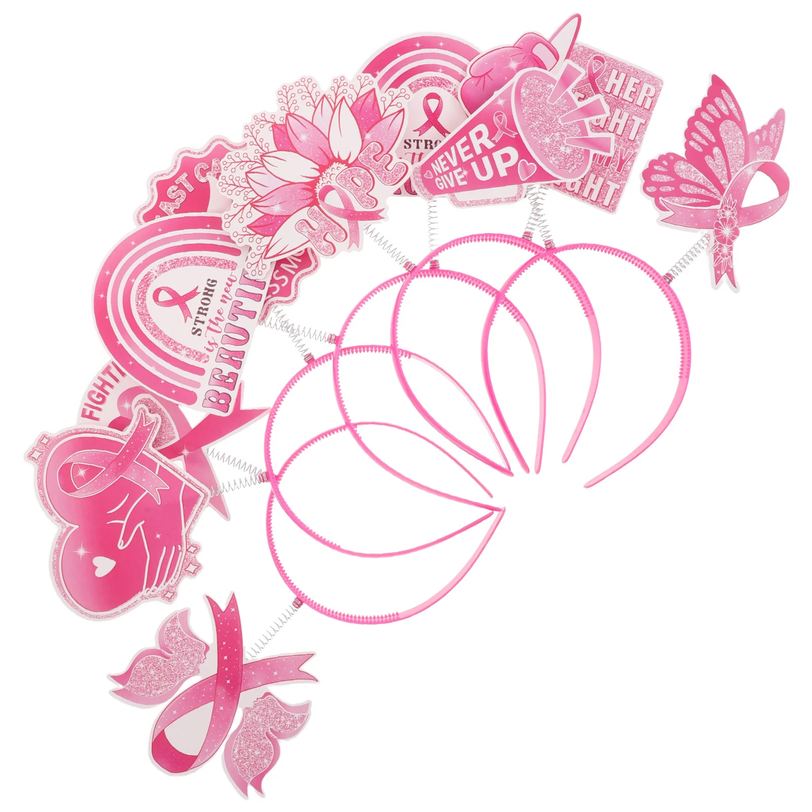 

5pcs Party Decoration Headbands Breast Cancer Awareness Ribbon Women'S Hair Accessories Festive Headwear For Themed Events