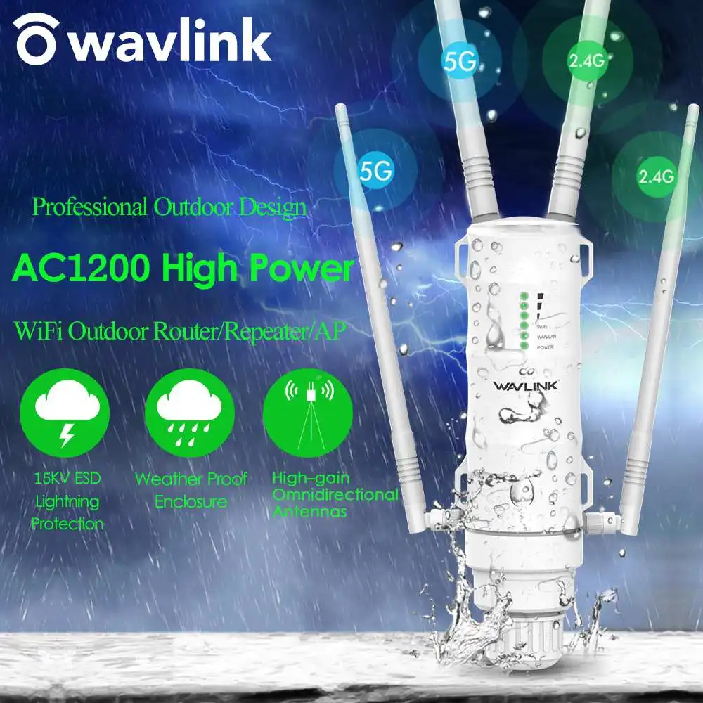 Imagem -02 - Roteador sem Fio ao ar Livre Wavlink com Antenas Poe e Alto Ganho ap Range Extender Dual Band Alta Potência Hd4 Ac1200