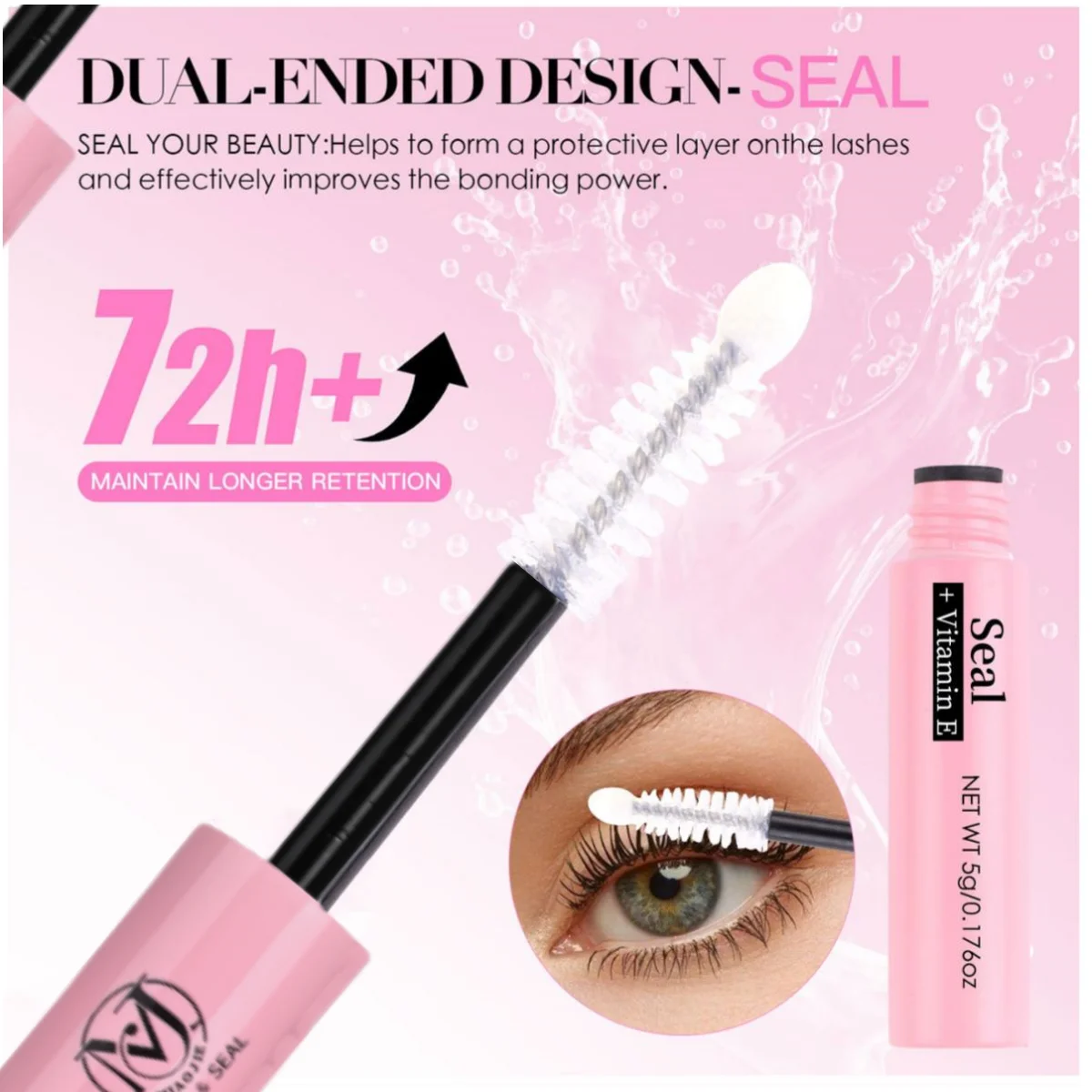 MIAOJIE Eyelash Glue and Seal for Eyelash Clusters Strong Fixed Eyelash Glue Lasting 48H 2 in 1(5ml Black Glue + 5ml Clear Seal) image 3