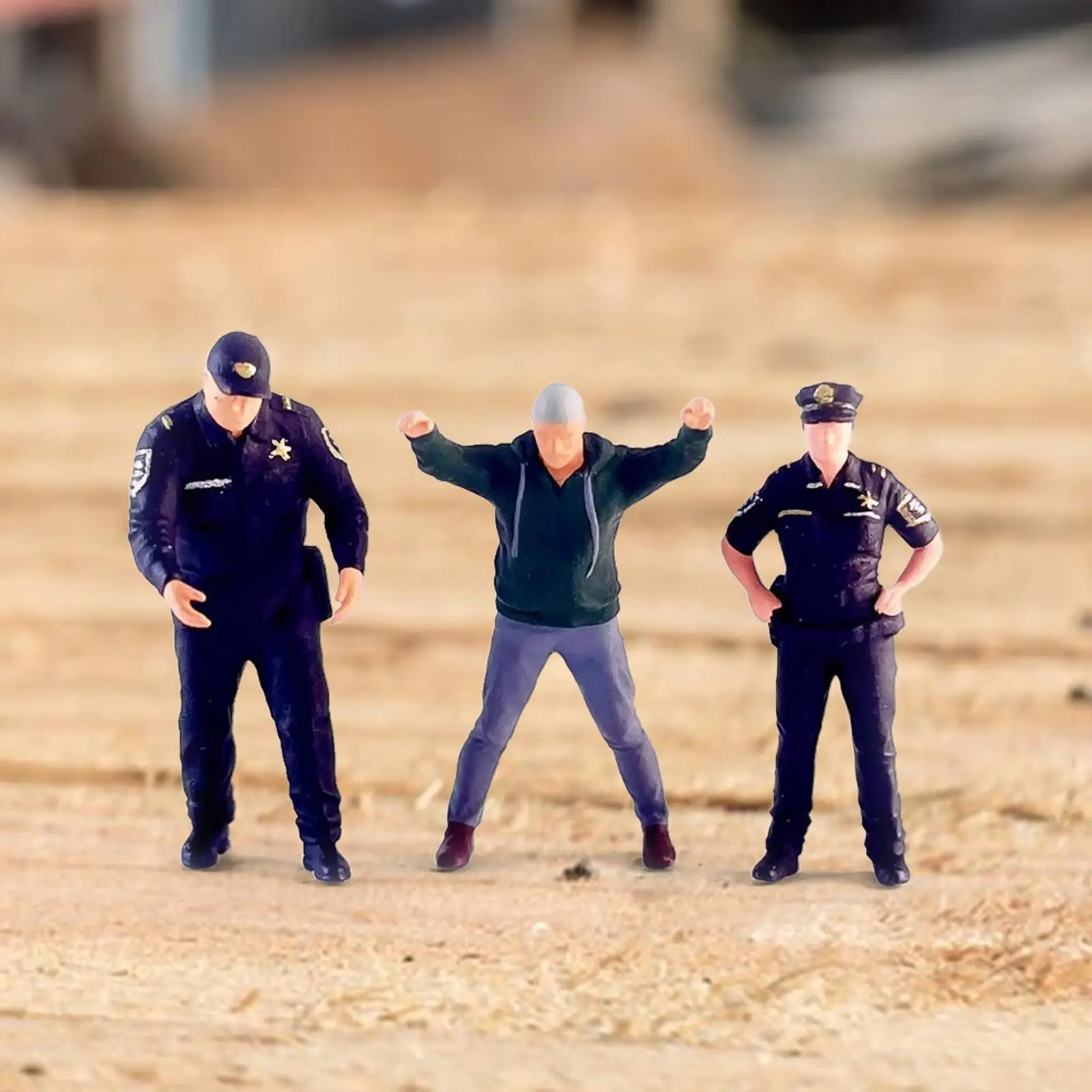 

3Pcs 1/64 Cops and Thief Figures S Scale Trains Architectural DIY Projects Movie Props Layout Collections Miniature Scenes Decor