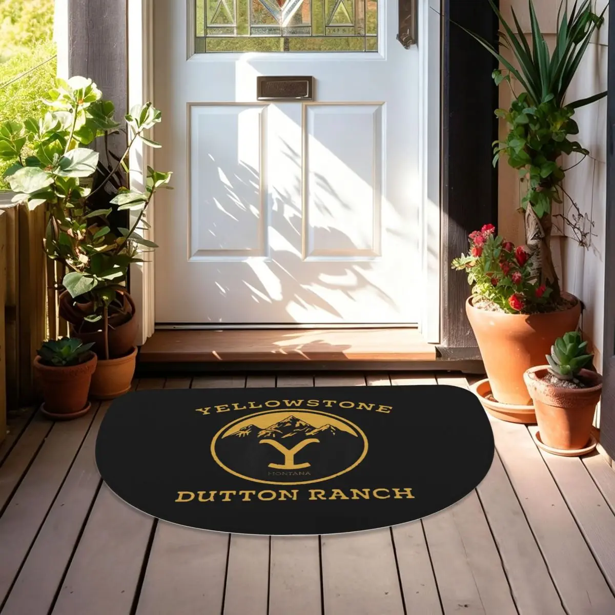 Yellowstone Dutton Ranch Soft Flannel Half Round Doormat Non Slip Bathroom Mat Absorbent Floor Carpet for Home Bedroom