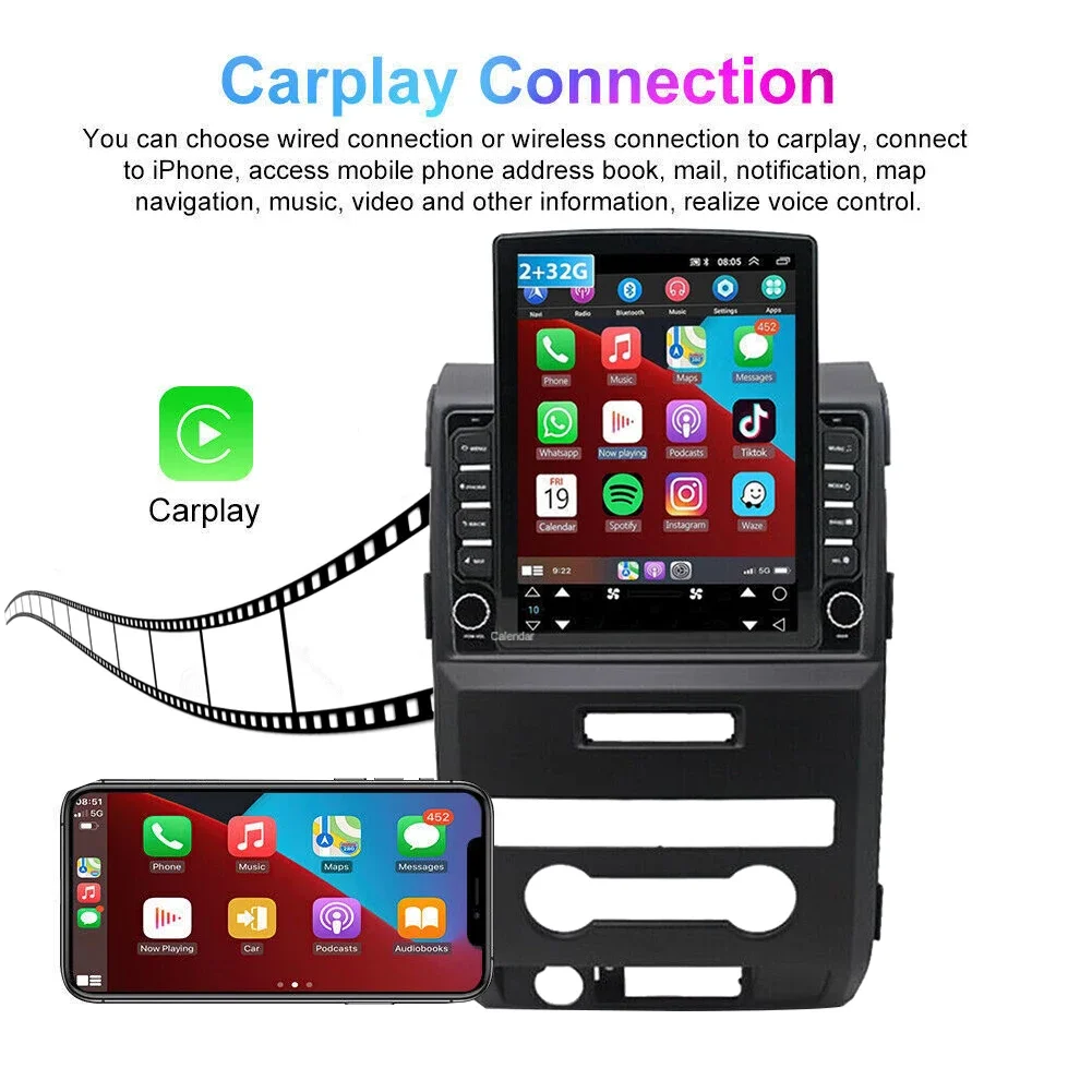 سيارة بلوتوث واي فاي 9.7 في أندرويد 14 ملاحة السيارة 2 + 32G لفورد F150 2009-2014 مع المدمج في CarPlay اللاسلكي أندرويد السيارات #3