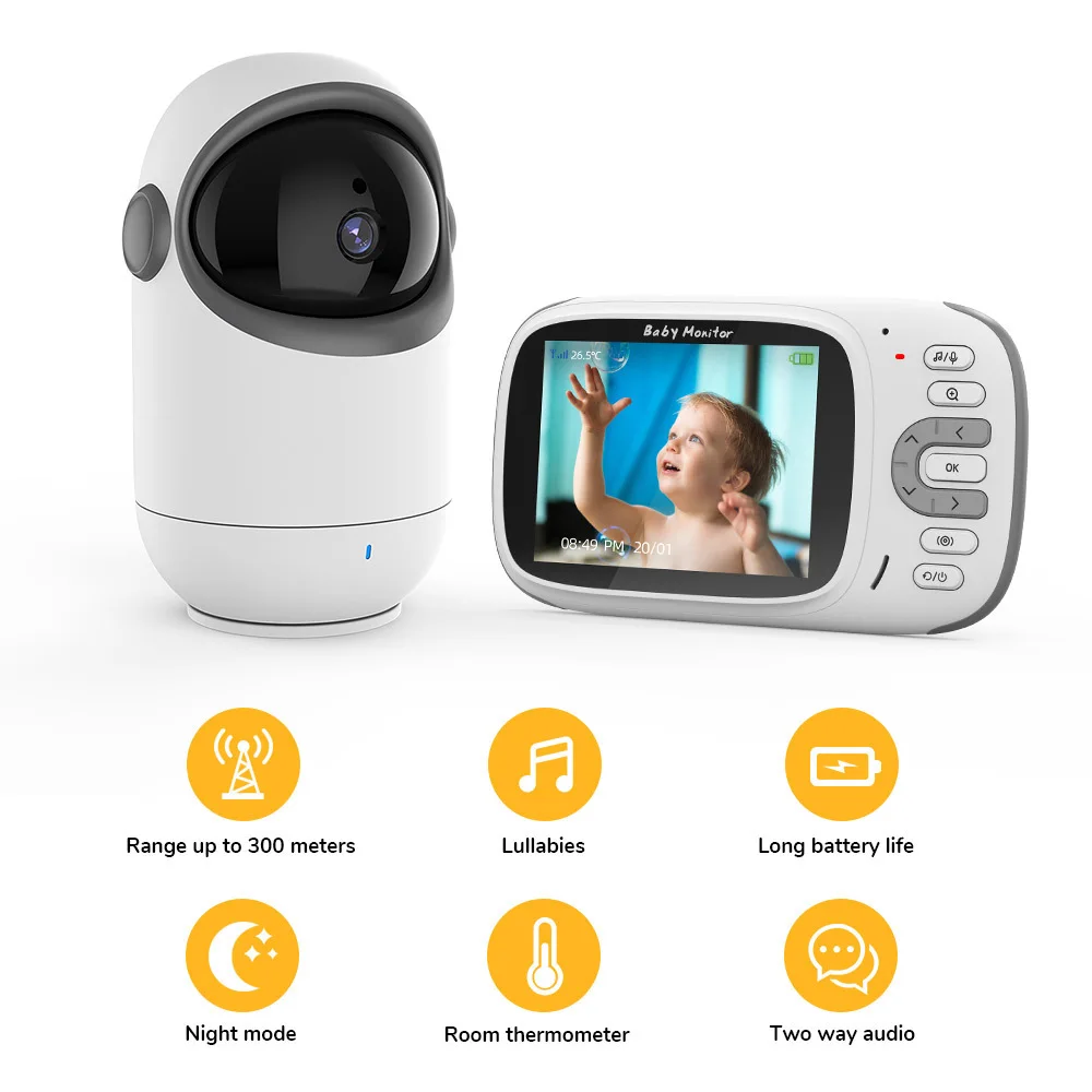 VB802 3.2 inch baby monitor high definition night vision baby monitor 360 degree gimbal baby monitor