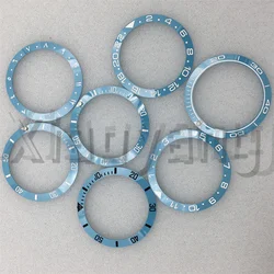 38mm Sky Lighte Blue Ceramic Slopping Curved Watch Bezel Insert Fit 40mm NH34 NH35 Watch Movement Case Ring Parts Accessories