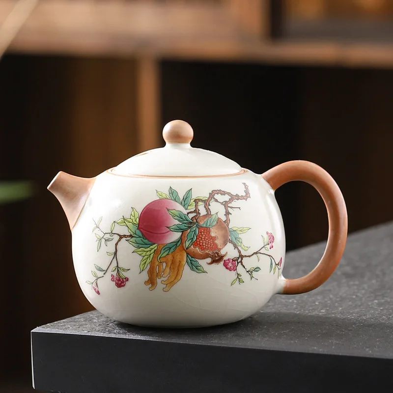 Ru Kiln Xishi Pot Household Ceramic Brewing Teapot Chinese Kung Fu Tea Set High-grade Steeping Tea Kettle