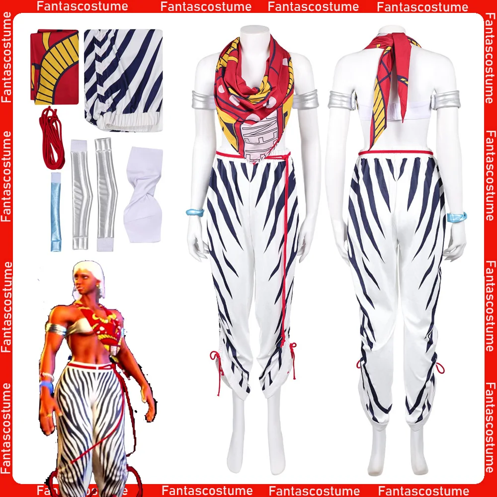 

Elena Cosplay Costume SF Game Fighter Roleplay Disguise Women Top Pants Scarf Outfits Halloween Carnival Party Fantasy Suit