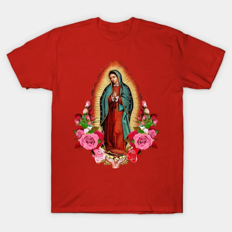 The Patron Saint of Mexico Our Lady of Guadalupe Virgin Mary T Shirt New 100% Cotton Short Sleeve O-Neck T-shirt Casual Mens Top