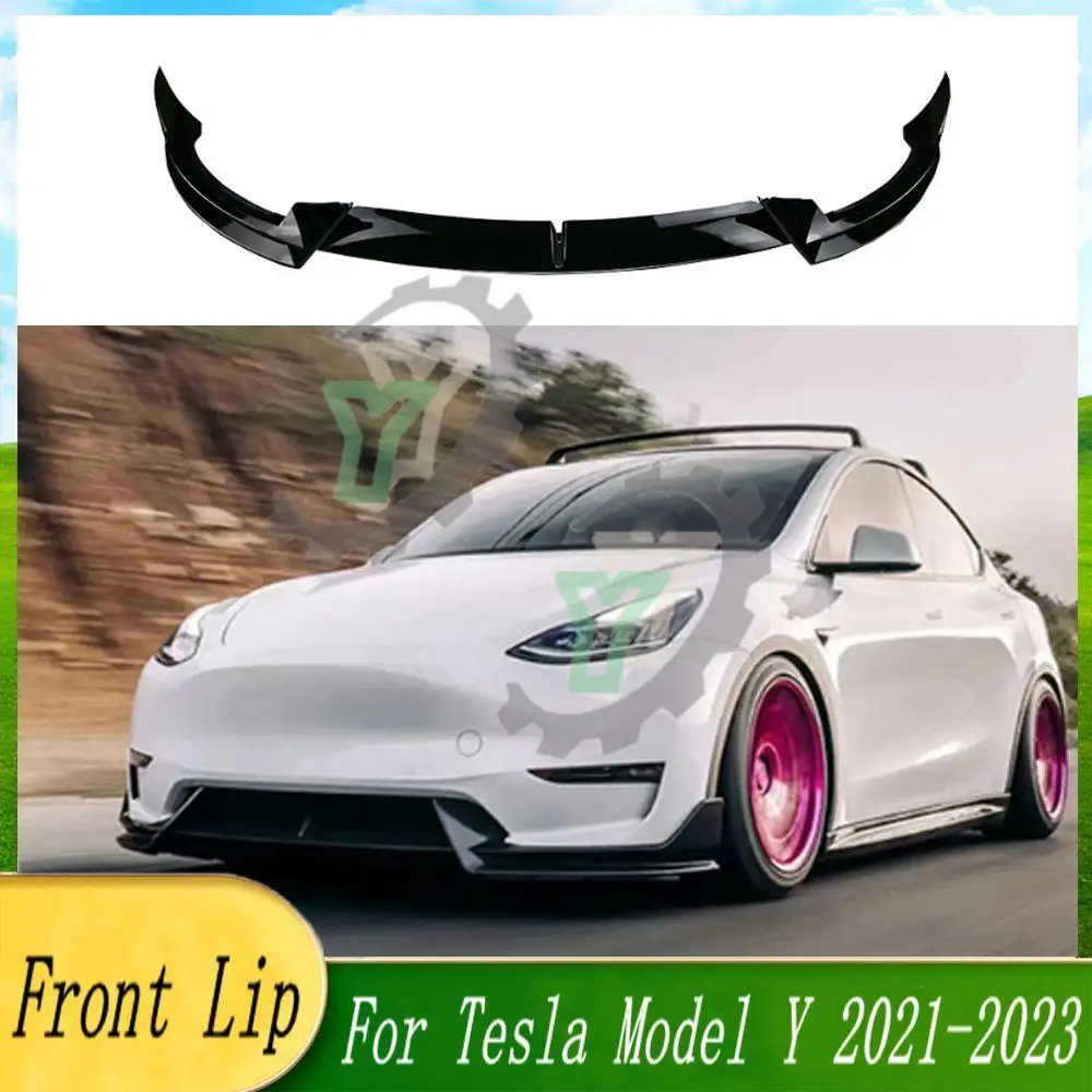 For Tesla Model Y 2021 2022 2023 Car Front Bumper Lip Chin Guard Trim Styling Cover Modified Body Kit Diffuser Accessories