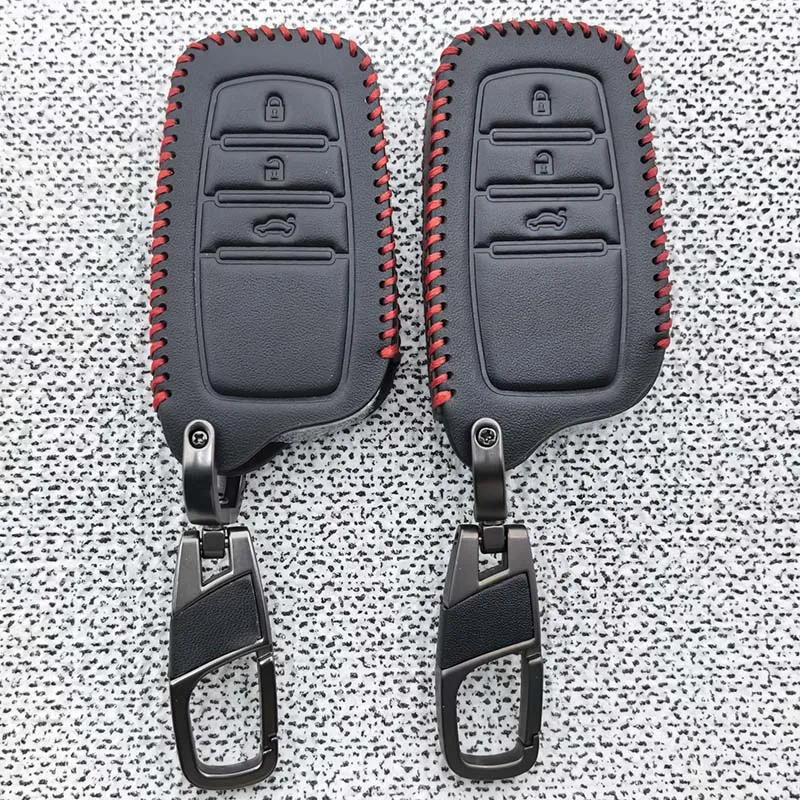 Étui de protection pour clé de voiture à 4 boutons en cuir pour Toyota CHR Hilux Fortuner Land Cruiser 200 Camry Corolla Crown RAV4 Highland