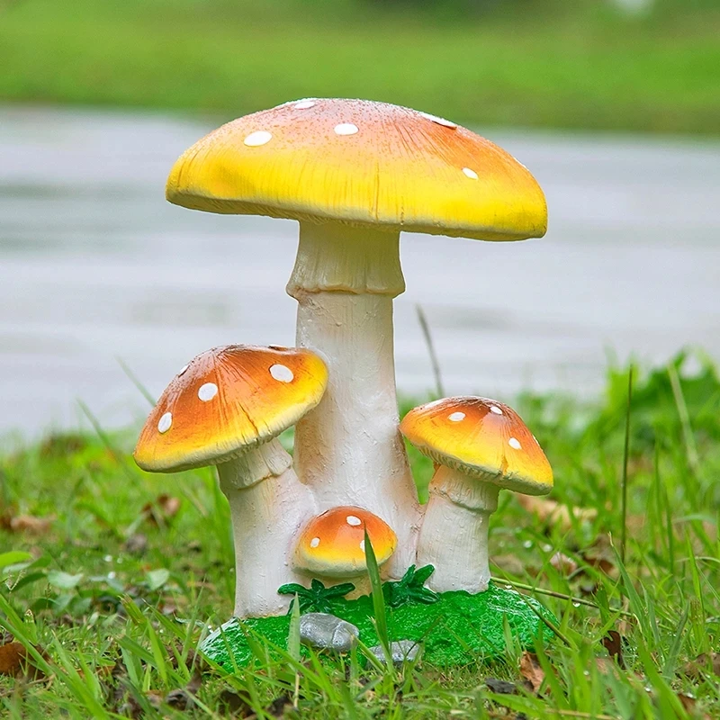 LED Luminous Combination Mushroom Lamp Resin for Lawn Landscape Courtyard Park Scenic Lighting Outdoor Garden Decor