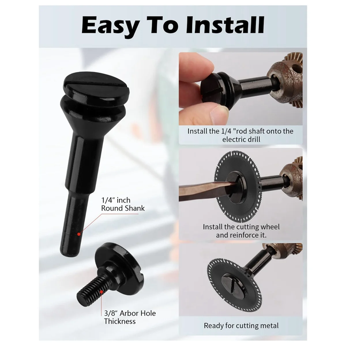 N38R_ Mounting Mandrel 3/8In & 1/4In Arbor Hole (2 Pack)