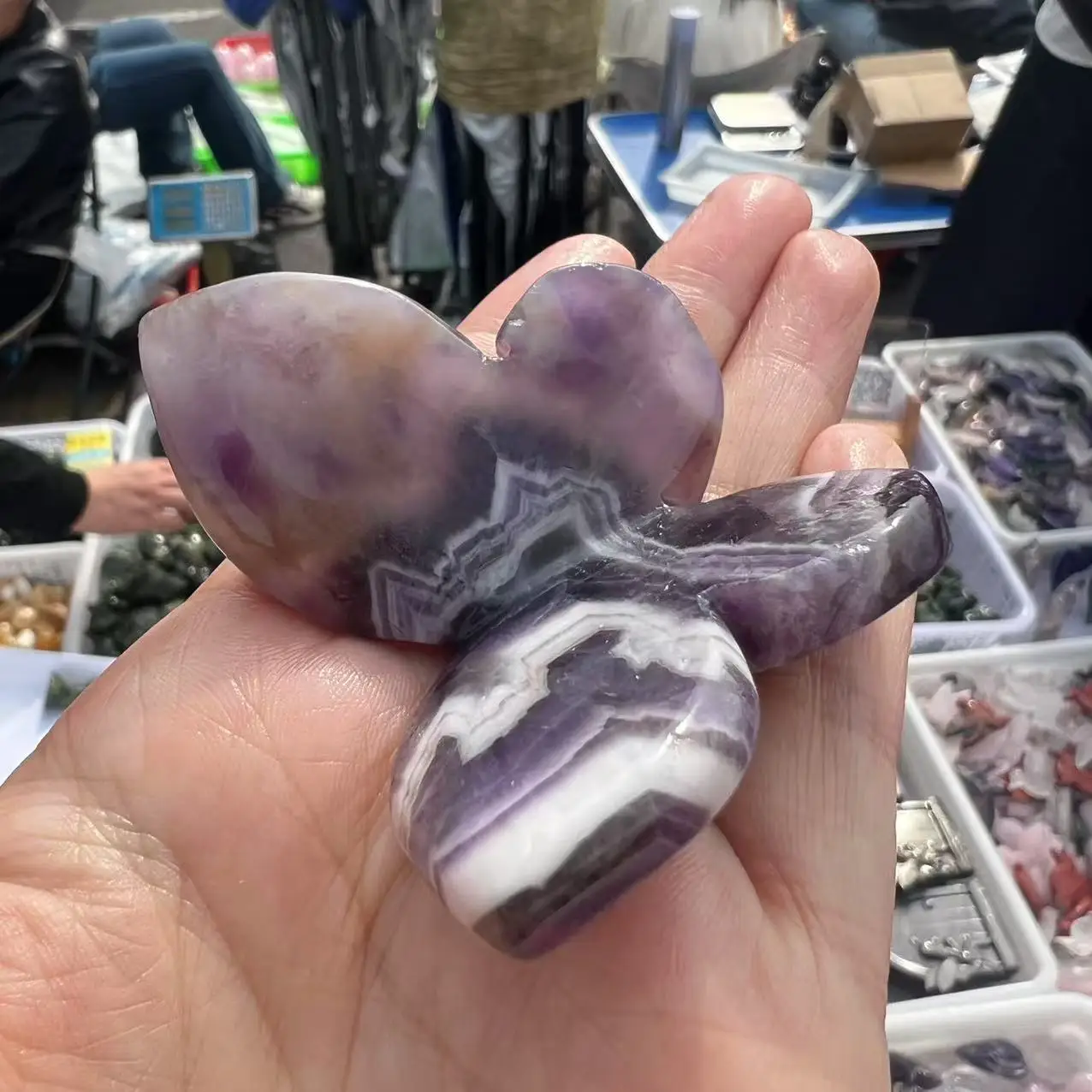 Natural Dream Amethyst Butterfly Crystal Purple Quartz Stone spar crafts  Reiki Healing Home Decor