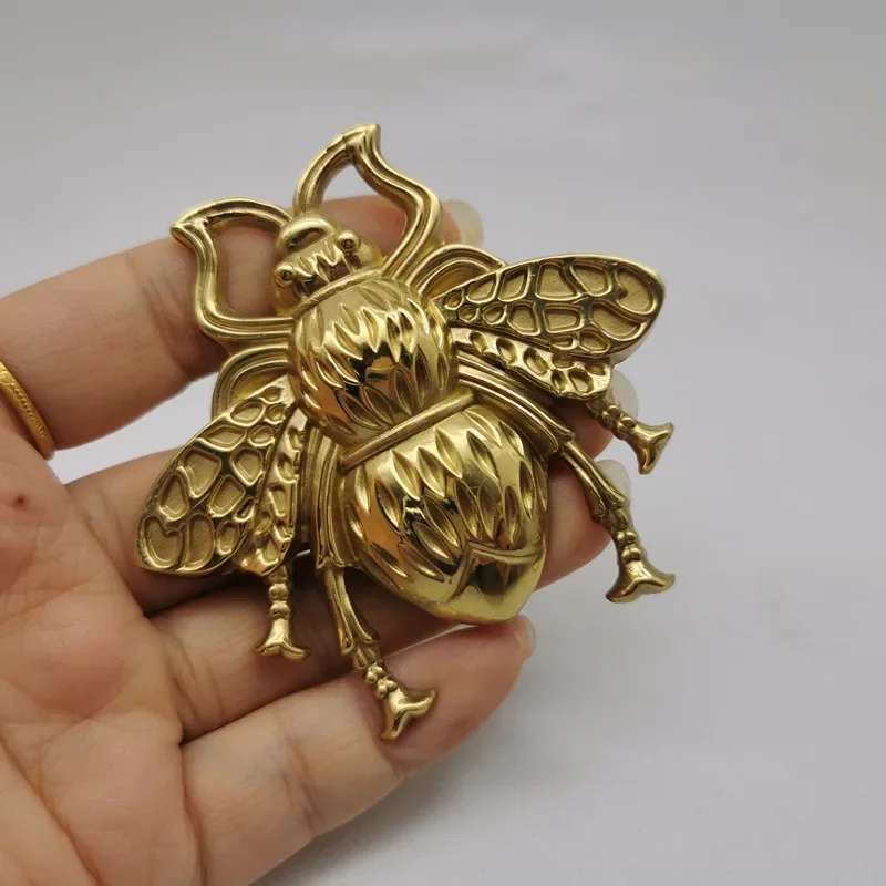 American Retro Bee Animals Shaped Drawer Cabinet Door Handle Solid Brass Wardrobe Furniture Knob Diy Single Hole Handles