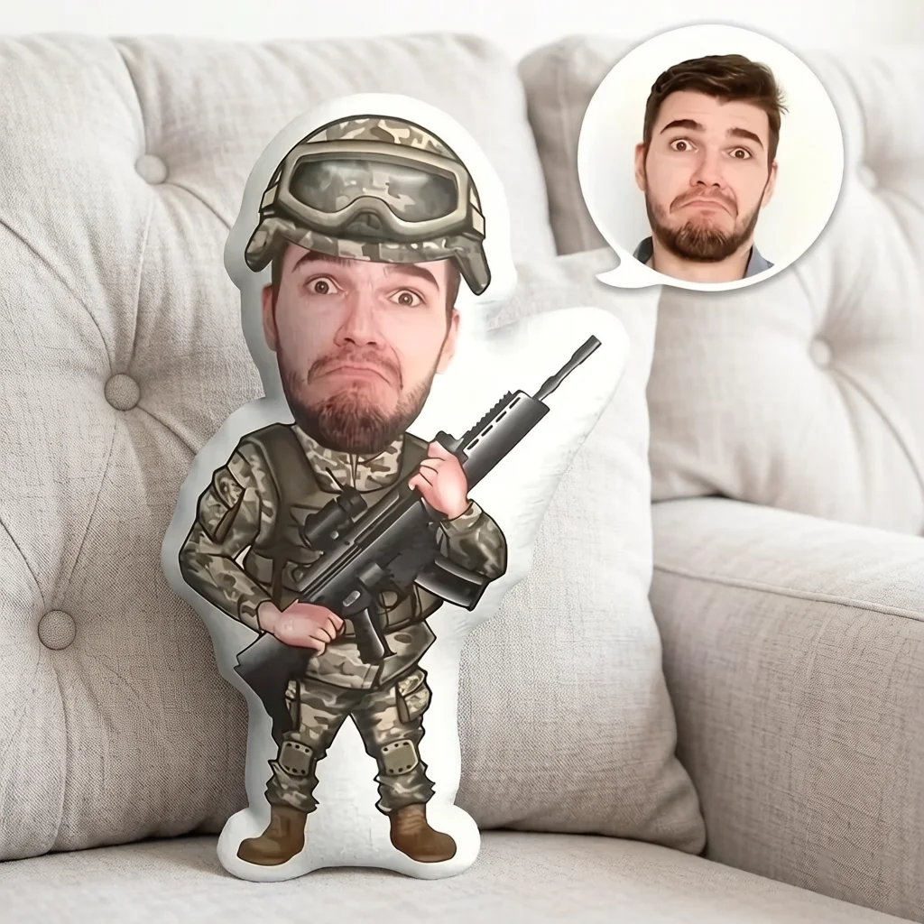 DIY Customized Personalized Soldier Photo Pillow, Military Theme, Handsome Figure for Decorating Pillows
