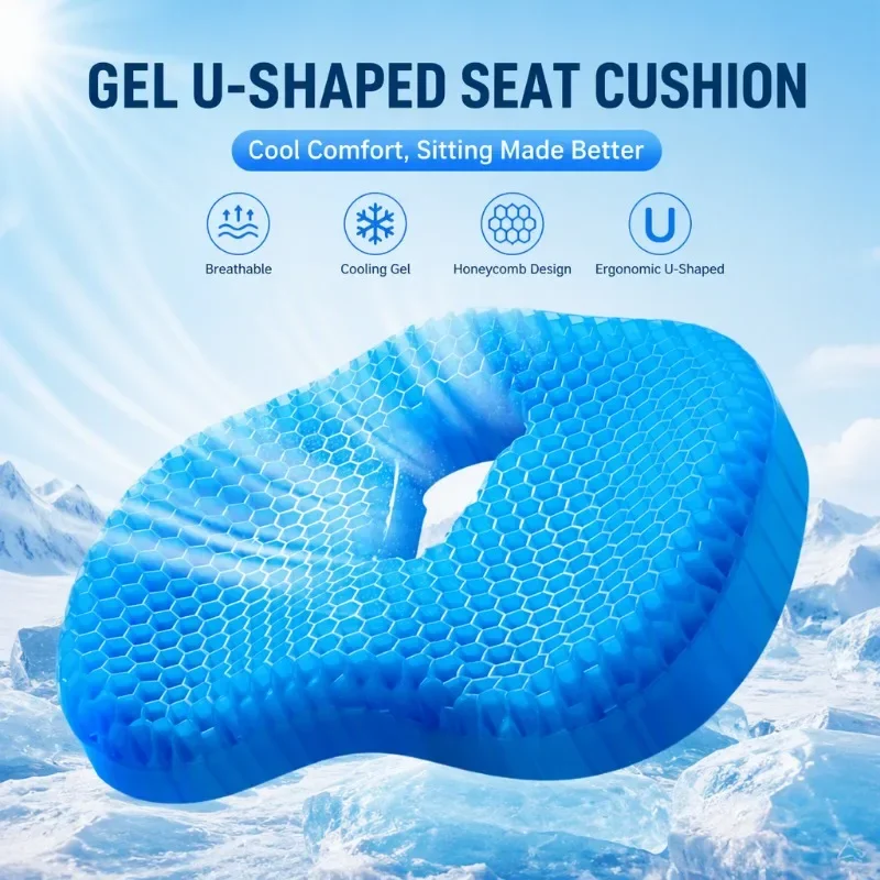 U Shaped Honeycomb Gel Seat Cushion Summer Cooling Breathable Chair Pad Ergonomic Pressure Relief Cushion For Office Car Home