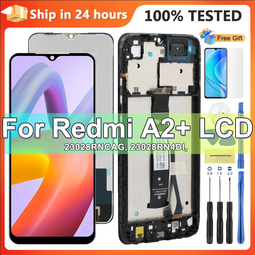 

6,52-дюймовый IPS ЖК-дисплей для Xiaomi Redmi A2 A2 + A2 Plus, дигитайзер сенсорного экрана в сборе 23028RN4DG 23028RNCAG, запасные части