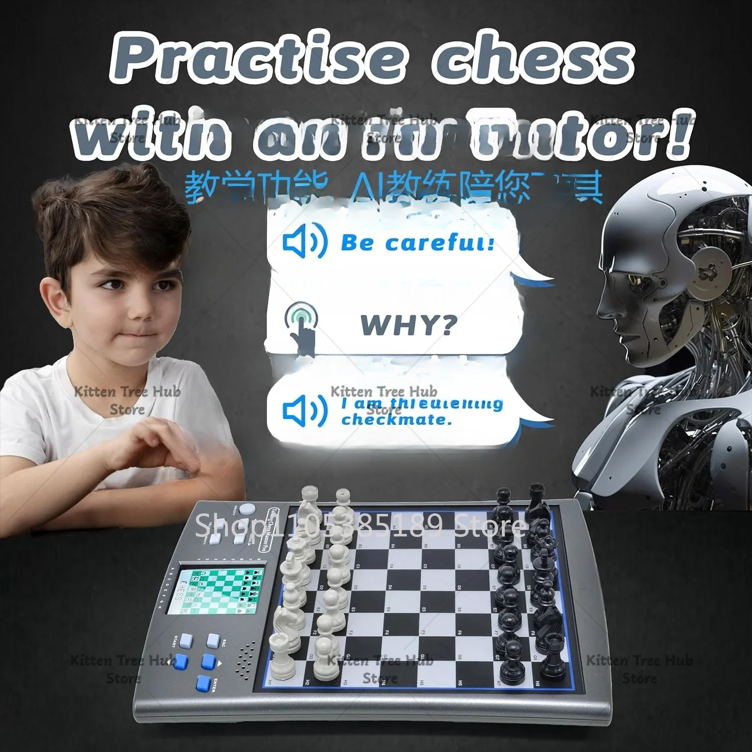 14-In-1 Smart Chess Versus Two-Player Chess Learning Chess Electronic Board English/German Version