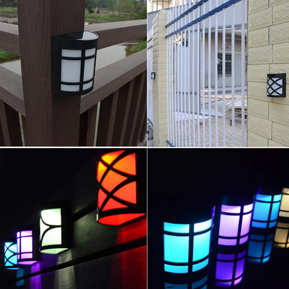 Lámpara Solar de pared para exteriores, Iluminación LED resistente al agua, colorida, para valla de jardín, patio, decoración, novedad de 2023