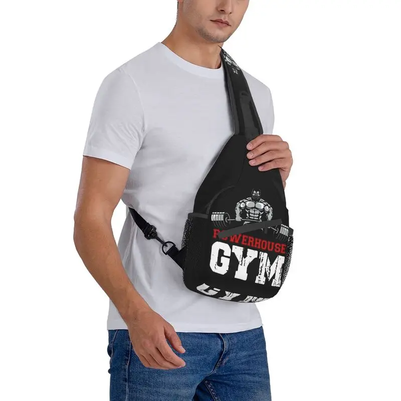 Fitness Muscle Powerhouse Gym Sling Bag Men Fashion Bodybuilding Gym Shoulder Crossbody Chest Backpack Travel Hiking Daypack