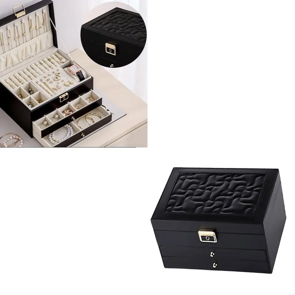

Elegant Jewelry Organizers with Several Layers Sophisticated Multi Layere Jewelry Chest PU Leather Holder for Home