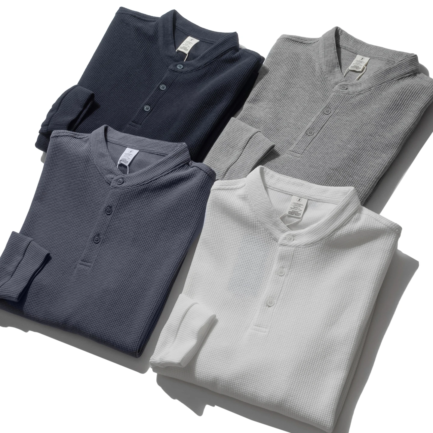 Comfortable American Retro Men's Basic Versatile Fashionable Long Sleeve T-Shirt HENRY Collar CleanFit Standard Style Cotton ...