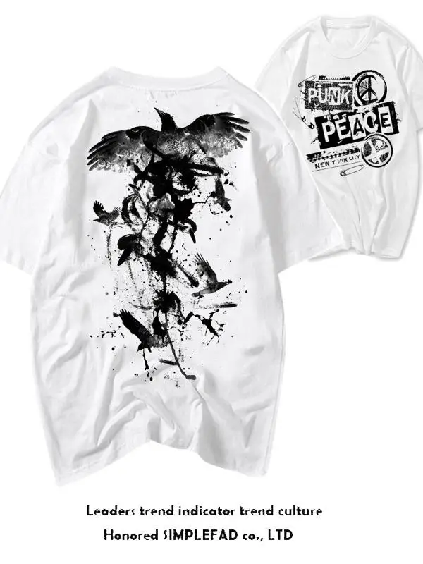 Street Art Graffiti Men's T-shirt Short Sleeve Loose Fit Oversize BF Harajuku Style Retro Wastrel Ink Splatter Student Fashion