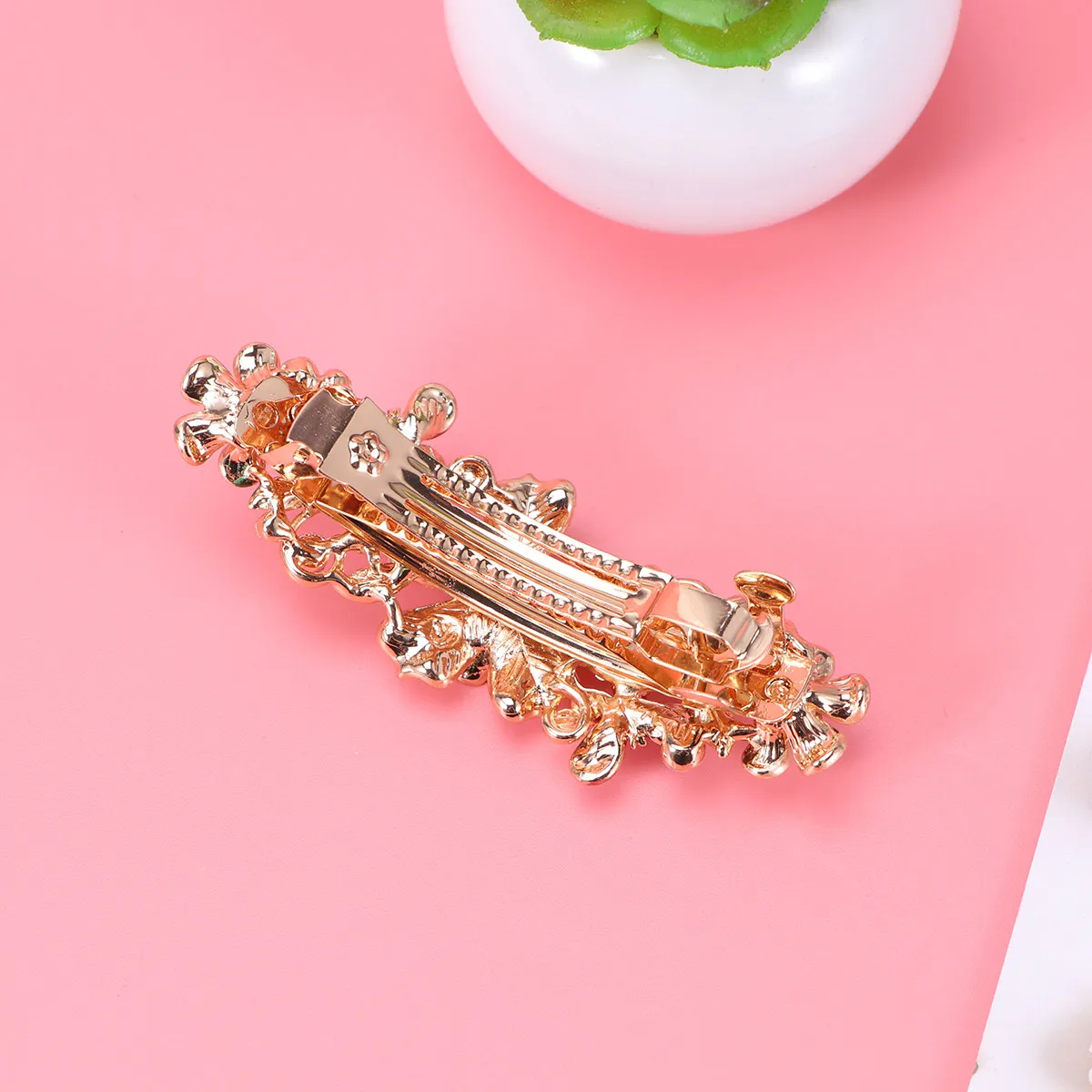 

4Pcs Rhinestone Plum Clips Metal Flower Barrettes Blue Pink Purple Coffee for Women Girls Elegant Decorative Hair