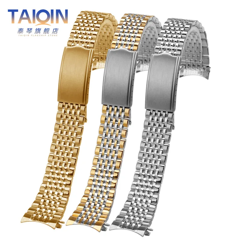 Curved end Watchband for Omega De Ville 424 Old Seamaster Stainless Steel Watch Strap 18mm 19mm 20mm Men's Bracelet accessories image 5