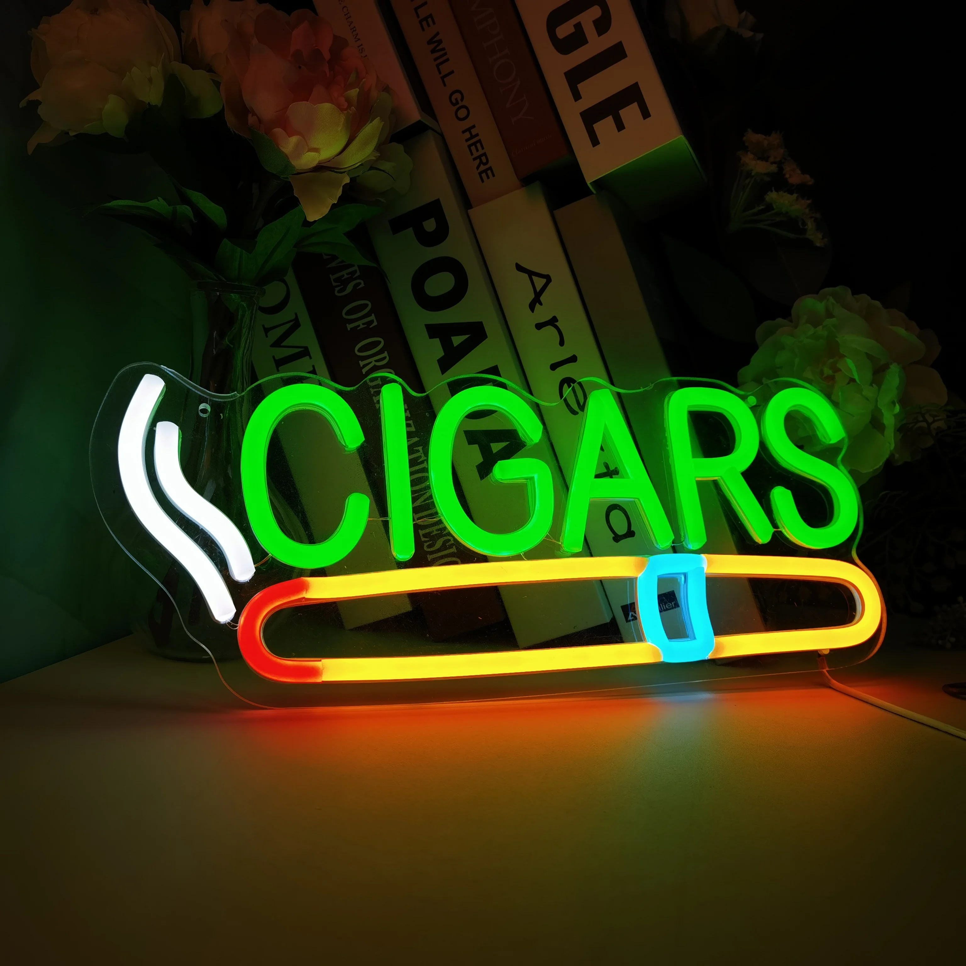 Cigar Shop Neon Sign, For Home Bar Cigar Lounge Decor, Human Cave Light, Neon Light, For Bar, Cafe, Party Or Smoking Shop