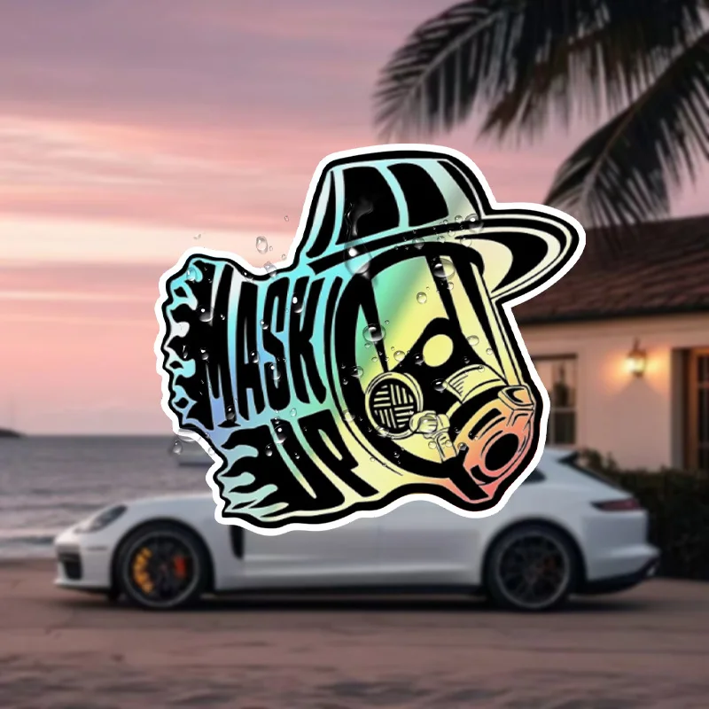 4PCS Cool Urban - Mask Decal, Unique Sticker for Personalizing Your Belongings with a Futuristic Street Vibe