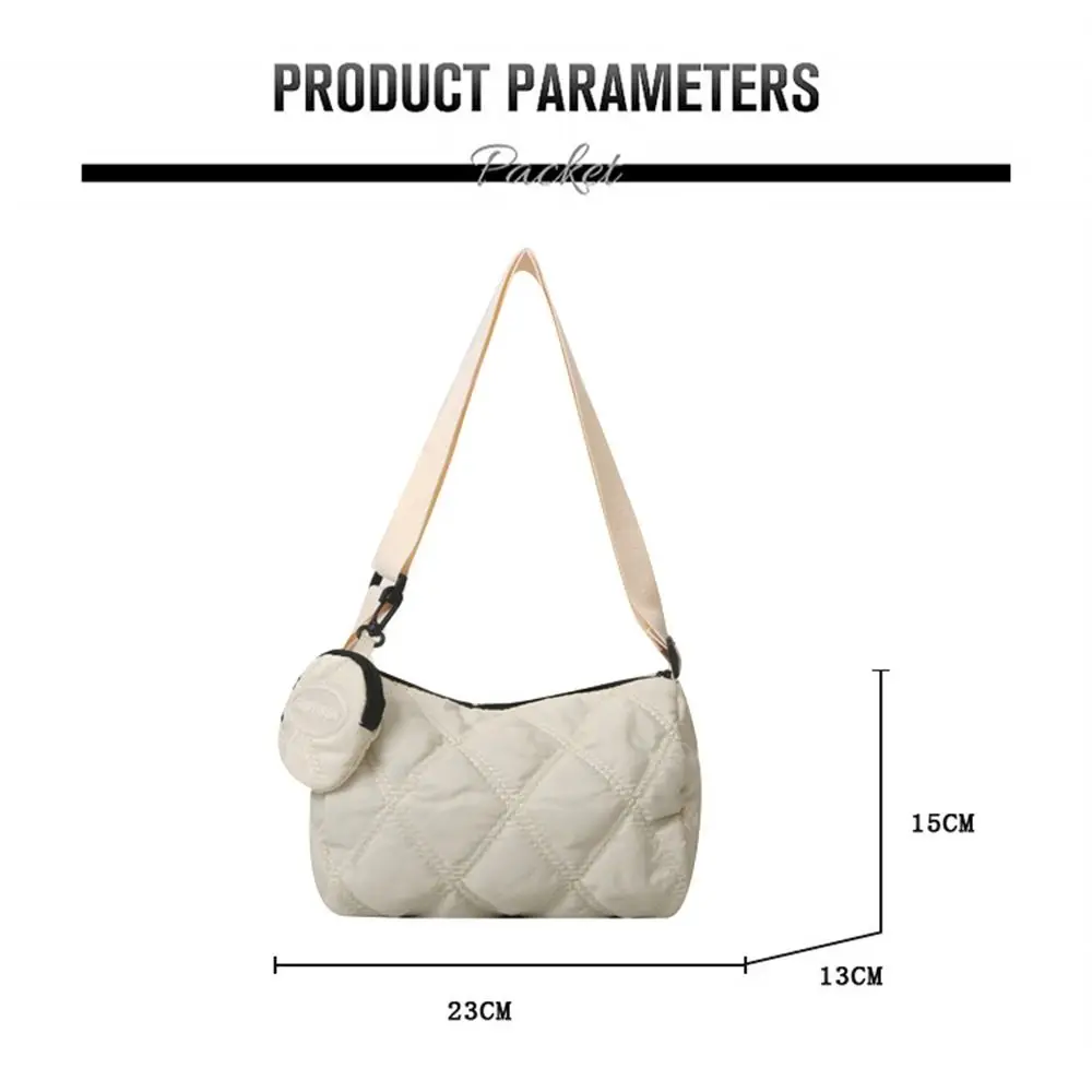 Women Fashion Quilted Shoulder Bags Down Cotton Padded Handbags Puffy Messenger Bag Casual Solid Color Commute Bags Shopping Bag