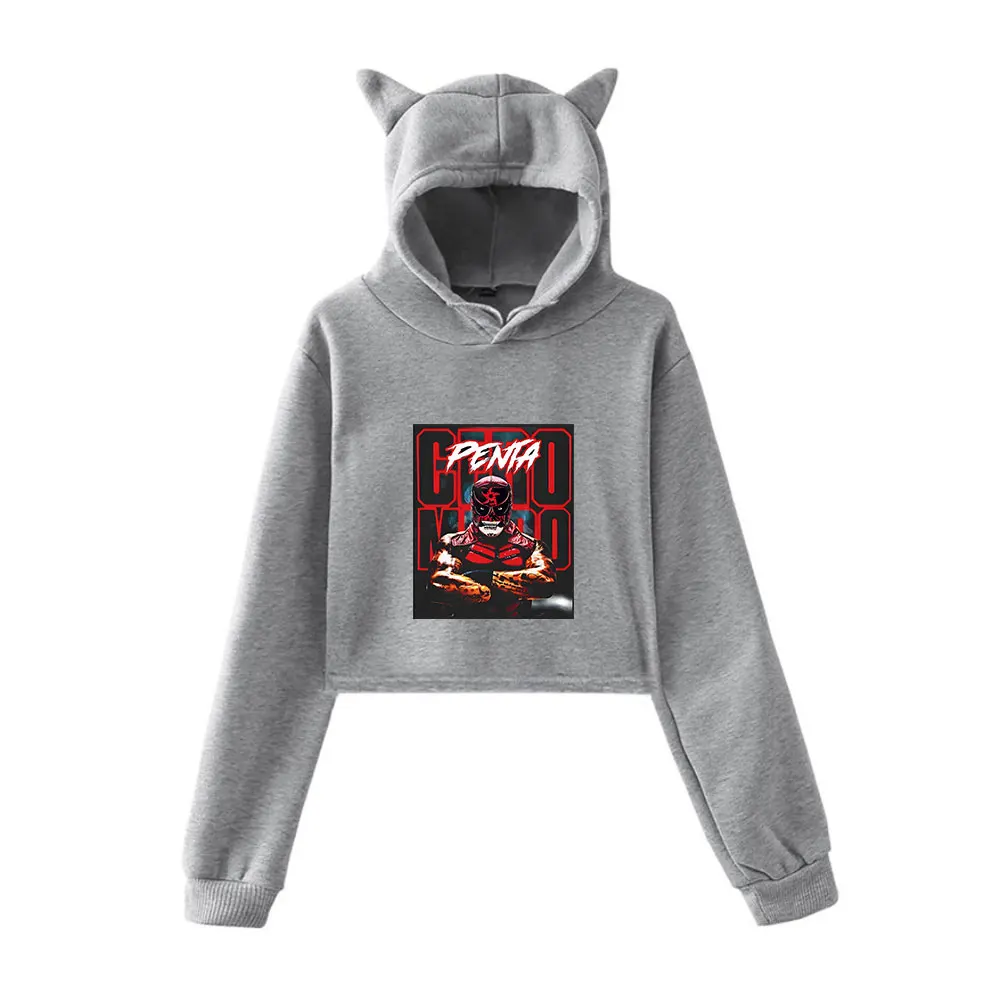 Penta El Zero Miedo Merch Vintage 90s ملابس الشارع الشهير شعار هوديي هوديس بلوزات للفتيات القط الأذن المحاصيل موضة الرياضة البلوز