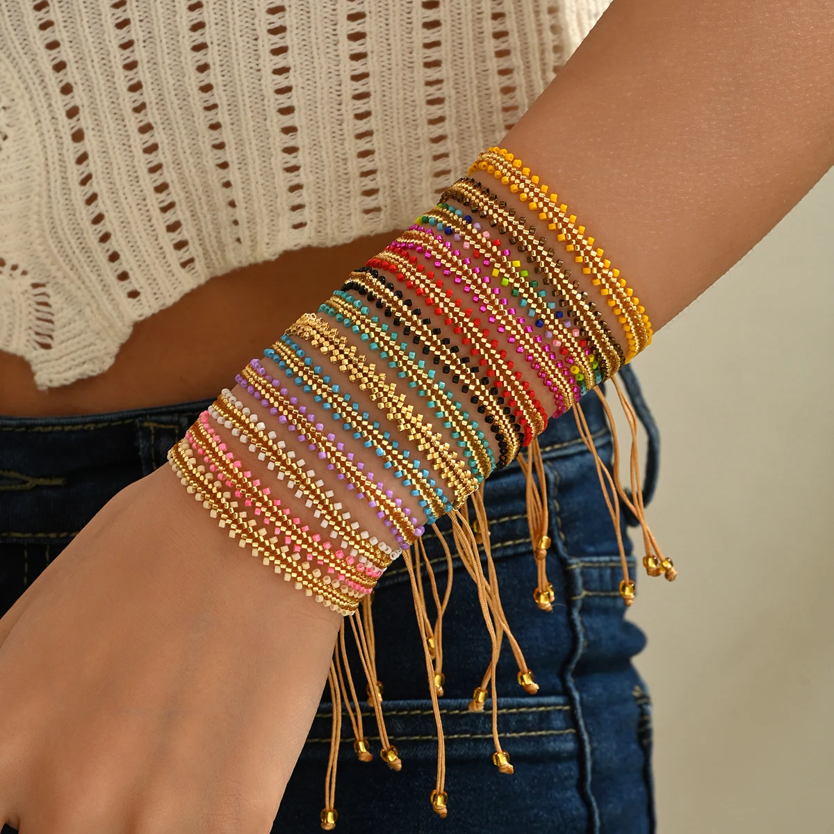 BLUESTAR Simple Style Miyuki Beaded Bracelet for Women Fashion Handmade Adjustable Colorful Jewelry Gift Pulseras Femme