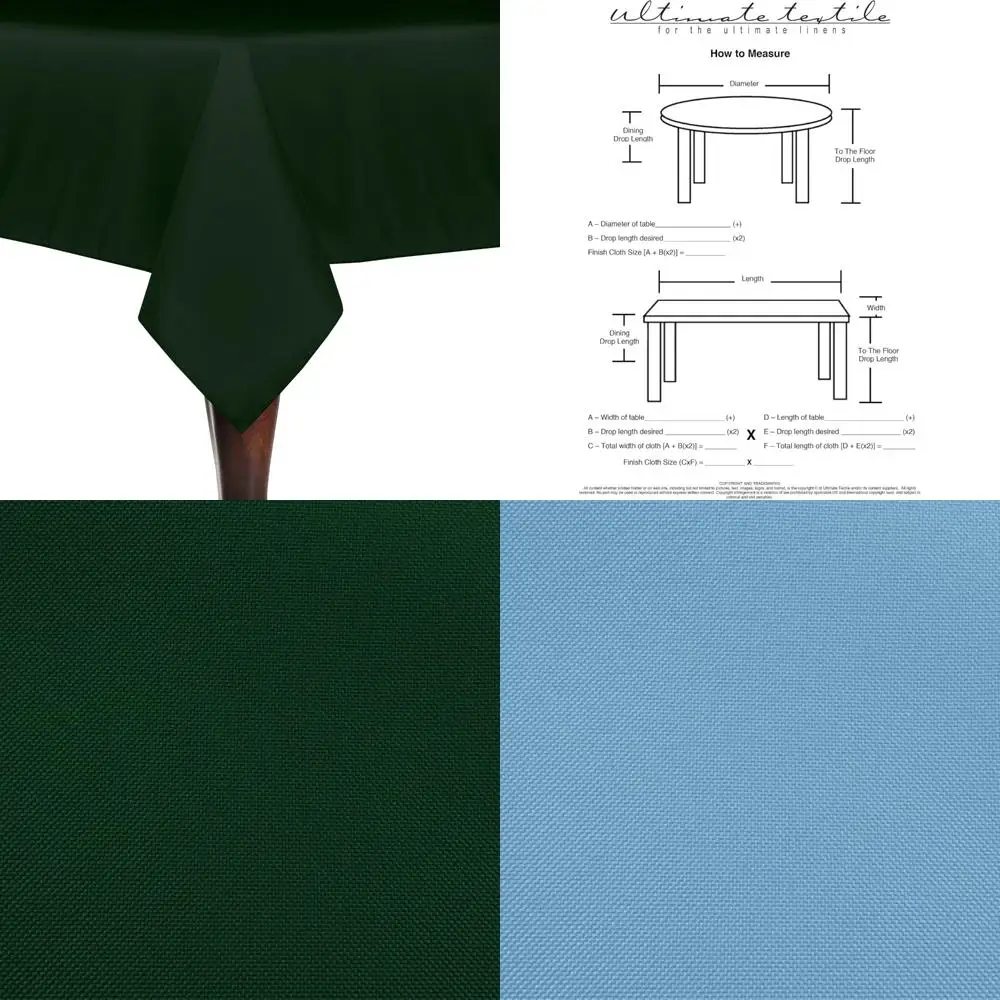 

Polyester Linen Tablecloths - 60 x 60 Inches, Hunter Green, Set of 5, Square Tablecloths for Outdoor and Indoor Use
