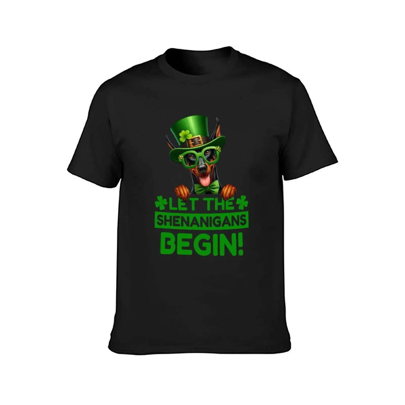 Let the Shenanigans Begin Doberman T-Shirt customs anime t shirts for men cotton